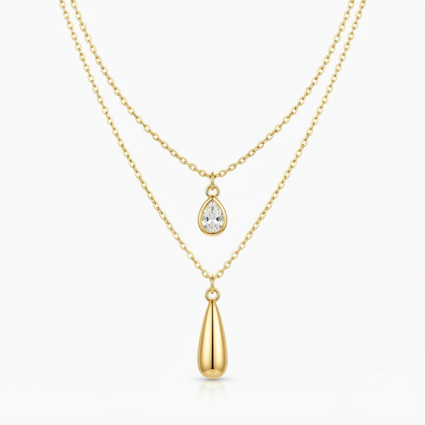 Double Layer Gold Drop Necklace