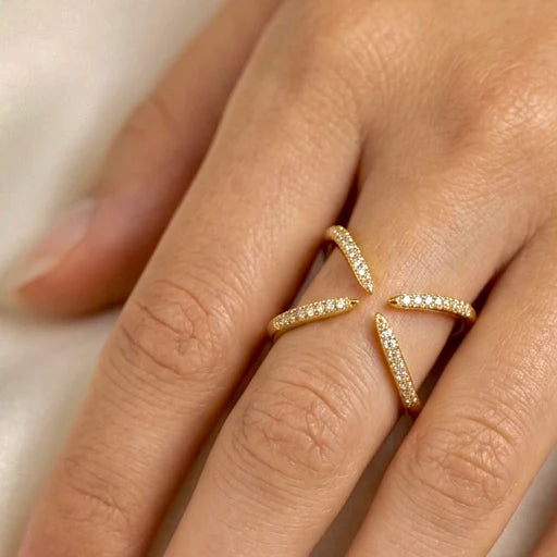 Studded Cross Adjustable Ring