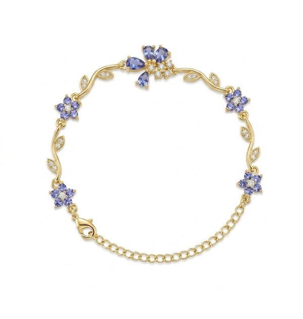 Blue Stardust Crystal Flower Bracelet