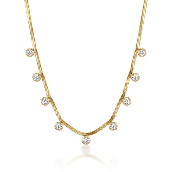 Disc Crystal Snake chain Necklace