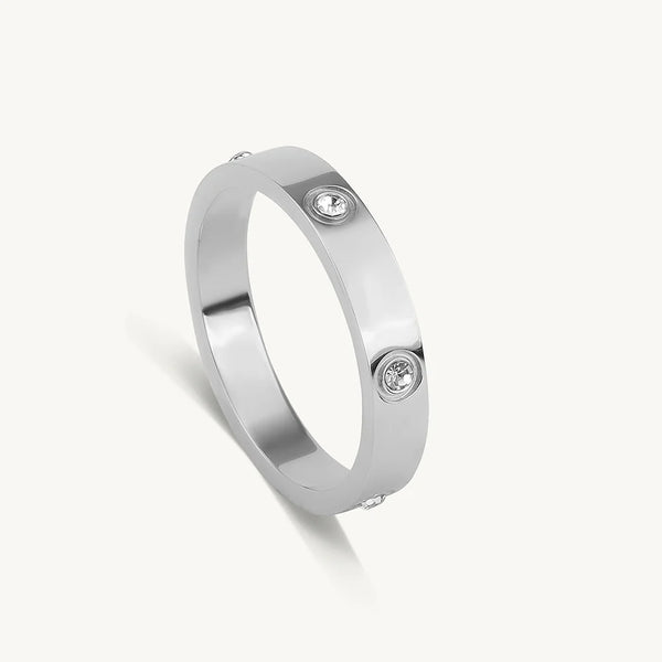 Elegant Diamond Silver Band Ring