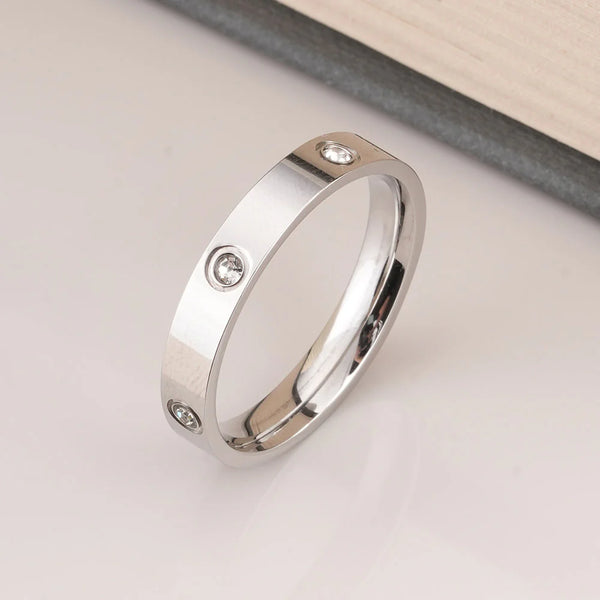 Elegant Diamond Silver Band Ring