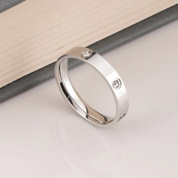 Elegant Diamond Silver Band Ring