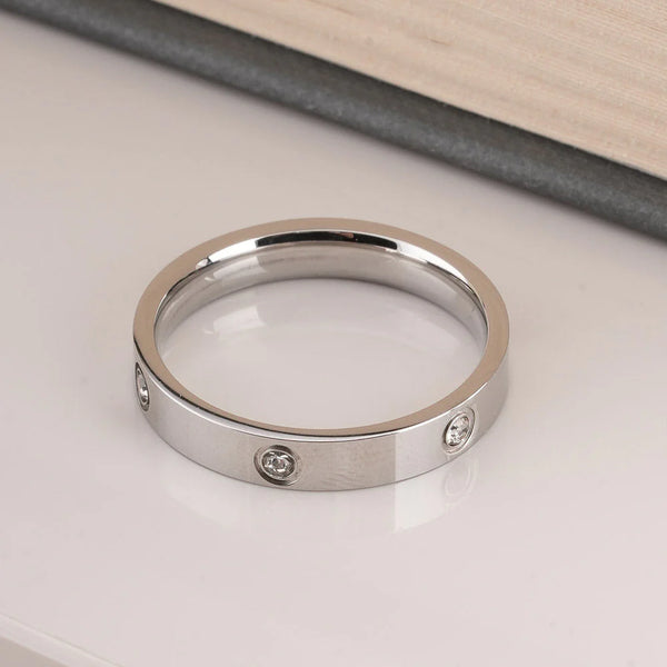 Elegant Diamond Silver Band Ring