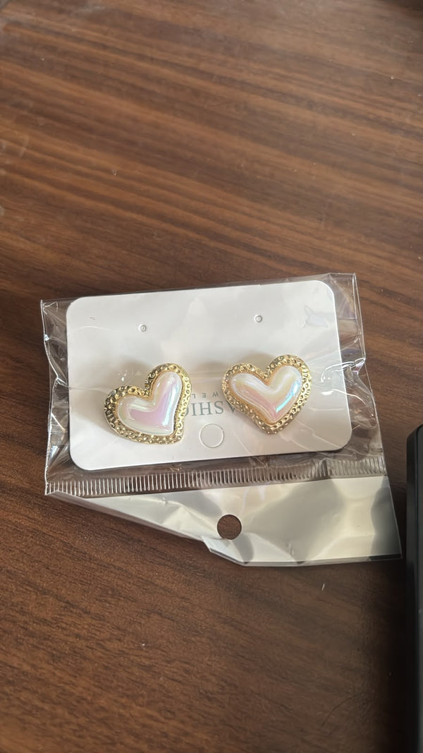 Pearl Stud Heart Earring