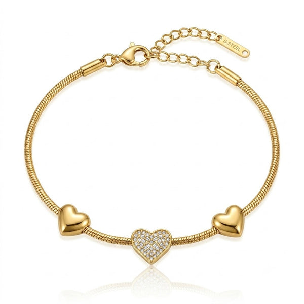 Gold Tri Heart Bracelet