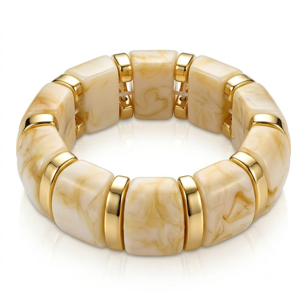 Resin Tube Stretchable Bracelet - Creme