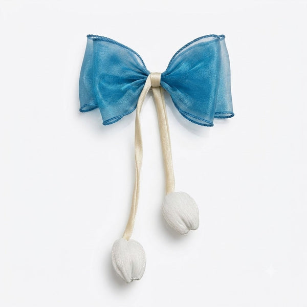 Organza Tulip Bud Tassel Bow Clip