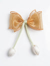 Organza Tulip Bud Tassel Bow Clip