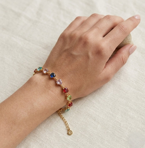 Multicolour Heart Glass Bracelet