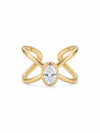 Crystal Cross over Ring - Adjustable