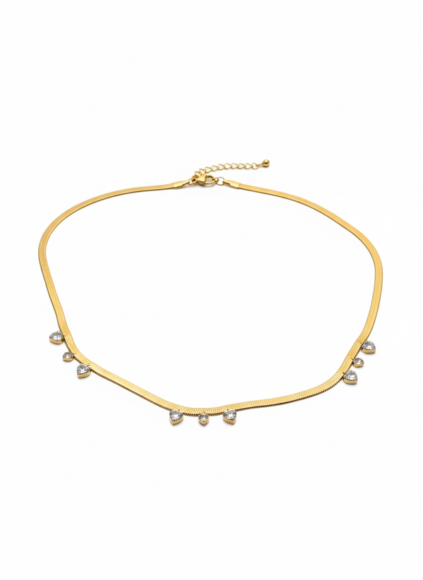 Snake Chain Heart Drop Charm Necklace