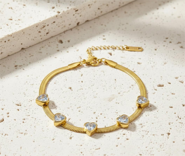 Stone Studded Heart Bracelet