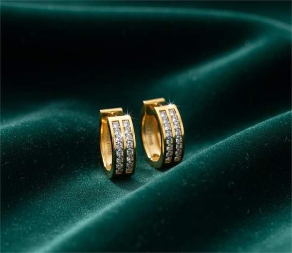 Studded Double Line Earrings