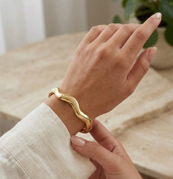 Wavy Metal Cuff Bracelet