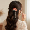 Peony Studded Hair Stick worn on model – styled for women