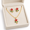 Ruby Flower Necklace with Earrings