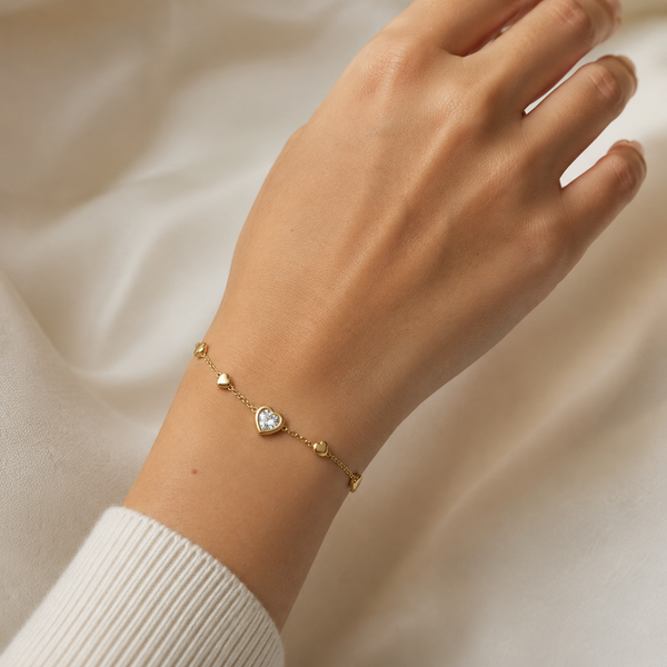Crystal Heart Beaded Bracelet