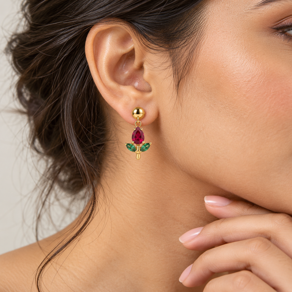 Ruby Tulip Earring