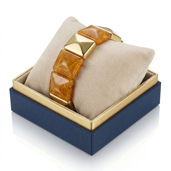 Marbel Pattern Acrylic Bracelet - Caramel