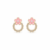 Pink Bloom Circle Earrings