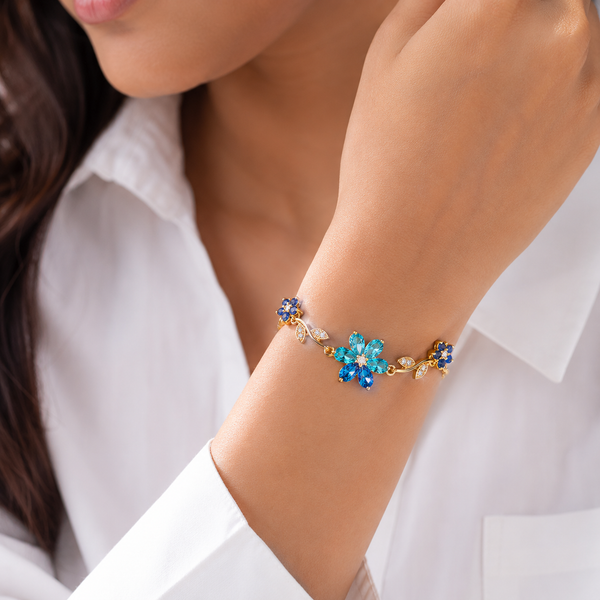 Blue Flower Chain Bracelet