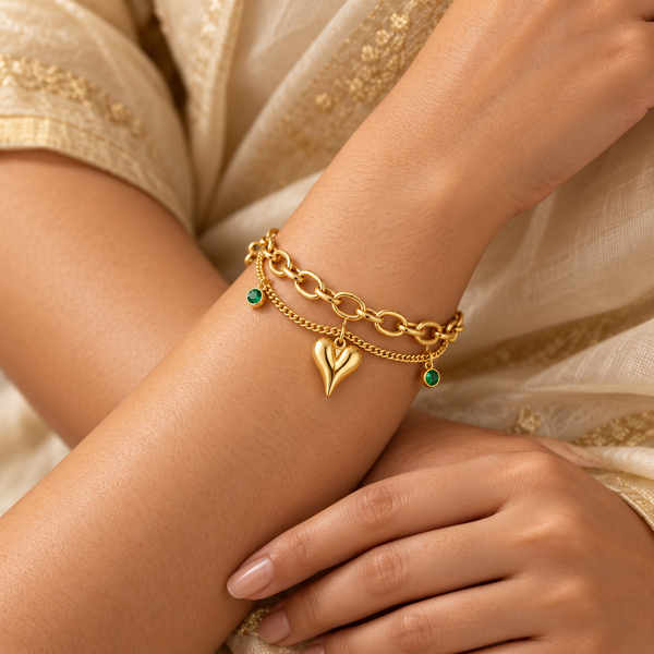 Dual Layer Heart Link Bracelet