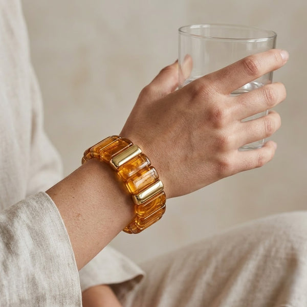 Viral Stackable Bar Bracelet- Caramel