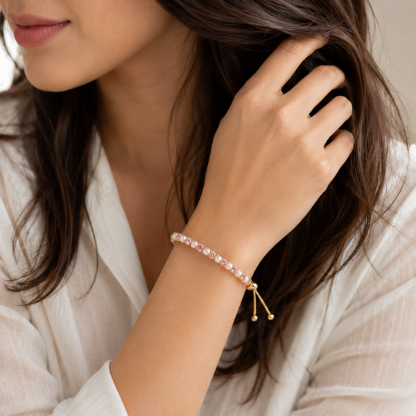 Blush and Pearl Bracelet - Adjustable