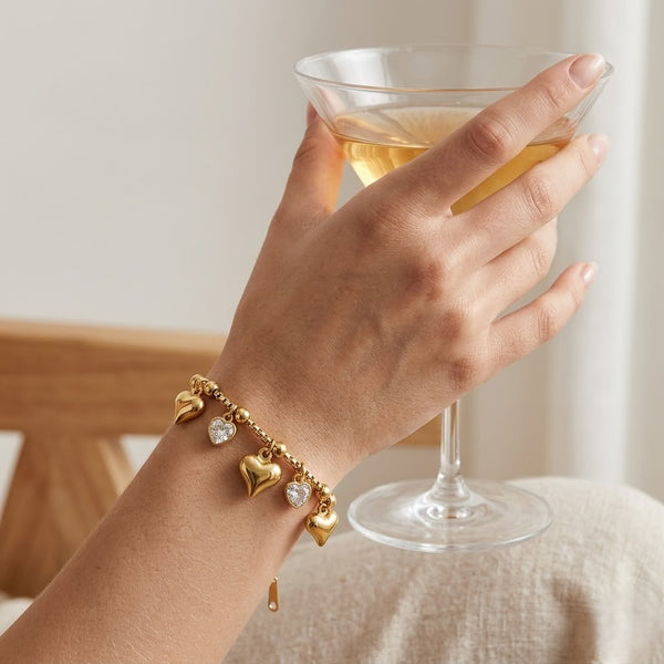 Heart Charm Ball Chain Bracelet