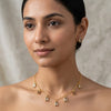 Delicate Drop Rectangle Charm Necklace with Earrings