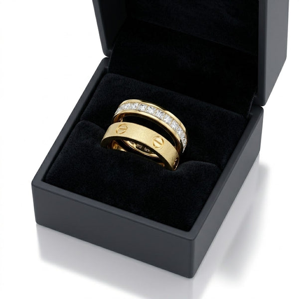 Gold Band Dual Studded Ring