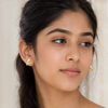 Half Pearl Gold Solid Earring