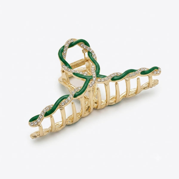 Twisted Embellished Green Hair Clip – Green hair claw clip for women by Fix My Hairs