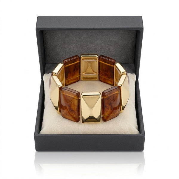 Marbel Pattern Acrylic Bracelet - Brown
