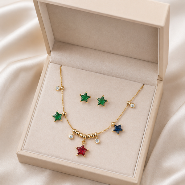 Crystal Star Necklace with Earrings