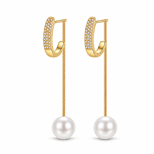 Studded Dangle Pearl Earrings