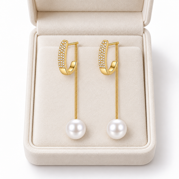 Studded Dangle Pearl Earrings