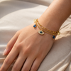 Dual Chain Evil Eye Studded Bracelet