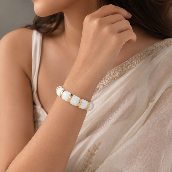 Resin Tube Stretchable Bracelet- White