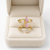 Dual Band Pink Statement Ring