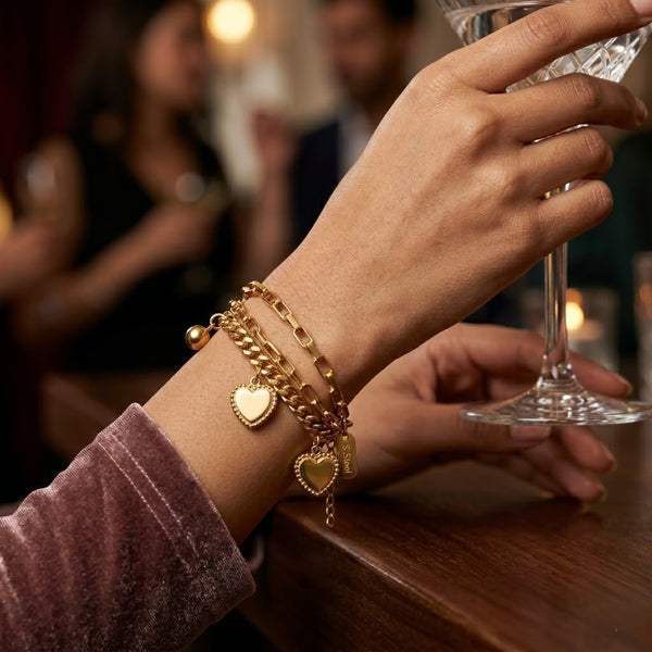 Double Layer Heart Chain Bracelet