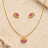 Pink Studded Eye Necklace with Earrings