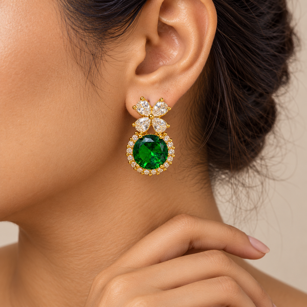 Emerald Crystal Halo Earring