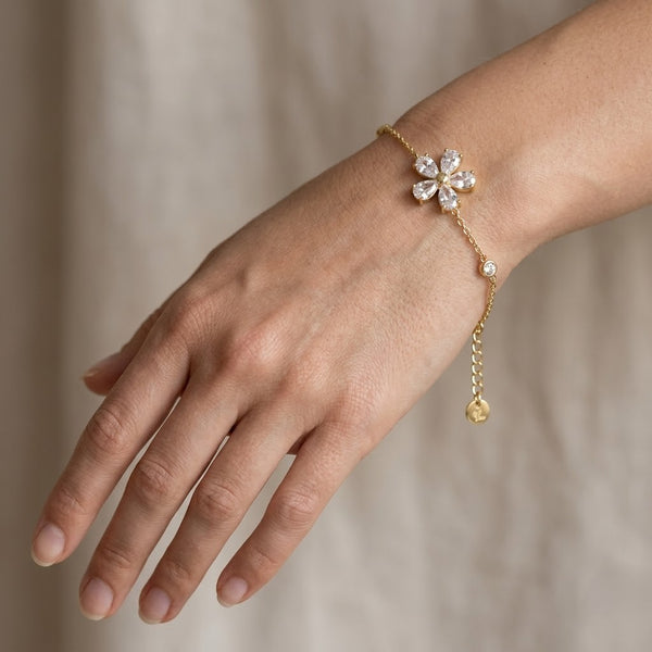 Crystal Flower Chain Bracelet
