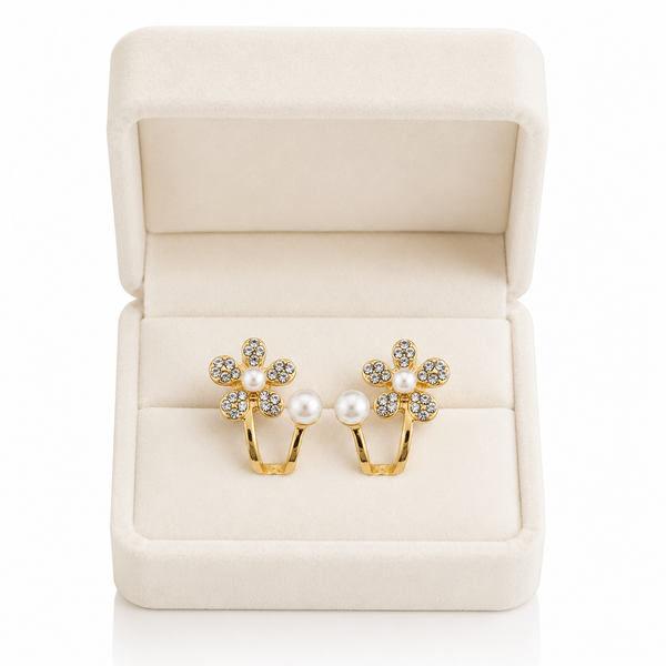 Pearl Flower Cuff Earrings