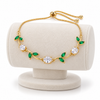 Crystal Emerald Leaf Adjustable Bracelet