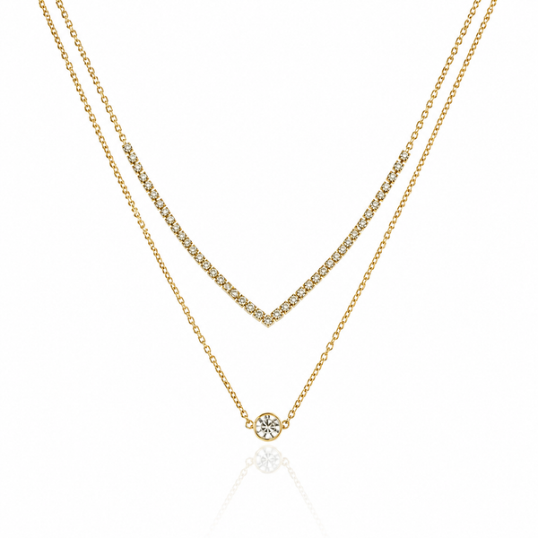 Crystal Pendent Studded Chain Necklace