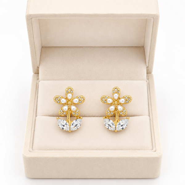 Dainty Glass pearl Flower Earring