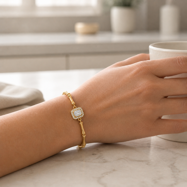 Vintage Crystal Bamboo Bracelet
